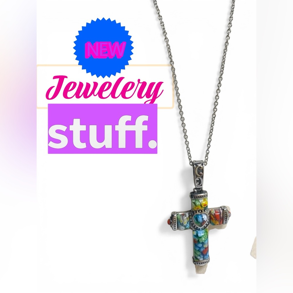 Source Unknown Multicolor Cross Pendant Necklace (50017)